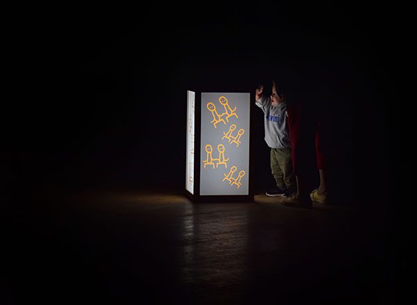 (lightbox detail) Komqwejwi’kasikl Memories Unravelling: Performance by Michelle Sylliboy with Nick Dourado, Kelvin Mansaray & Bianca Palmer, Antigonight festival, 2021, photo by Addy Strickland
