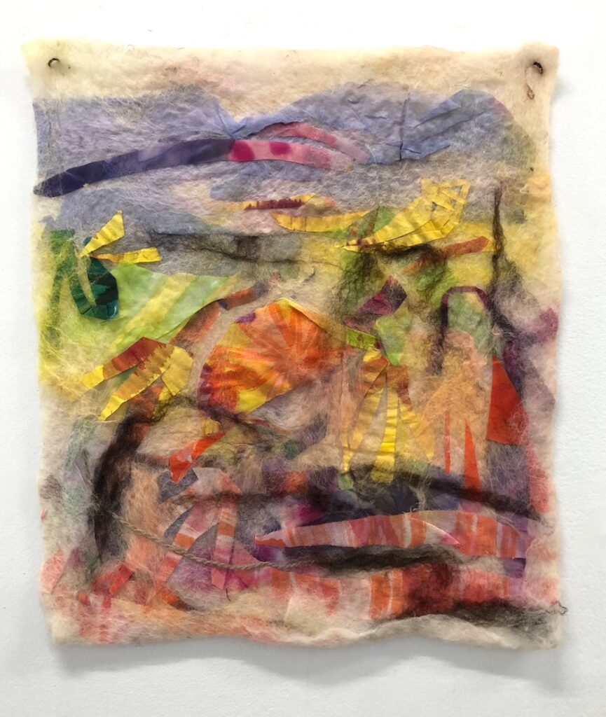 Mastheads and Mountains, felted wool and silk, 16 x 14 inches, 2022.